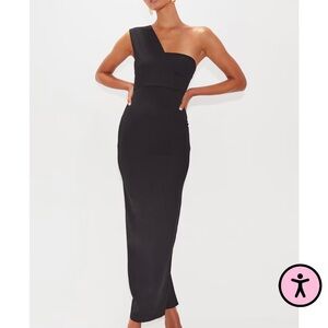 Black Asymmetrical One Shoulder Maxi Dress